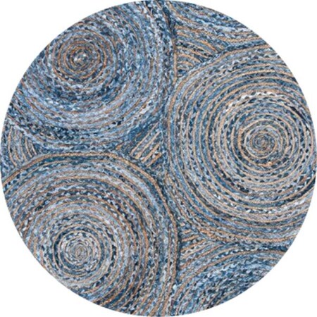 Safavieh 4 x 4 ft. Cape Cod Global Round Hand Woven Rug; Blue & Natural CAP203M-4R